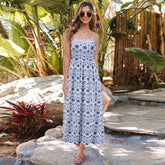 Backless Vintage Print Bohemia Dress